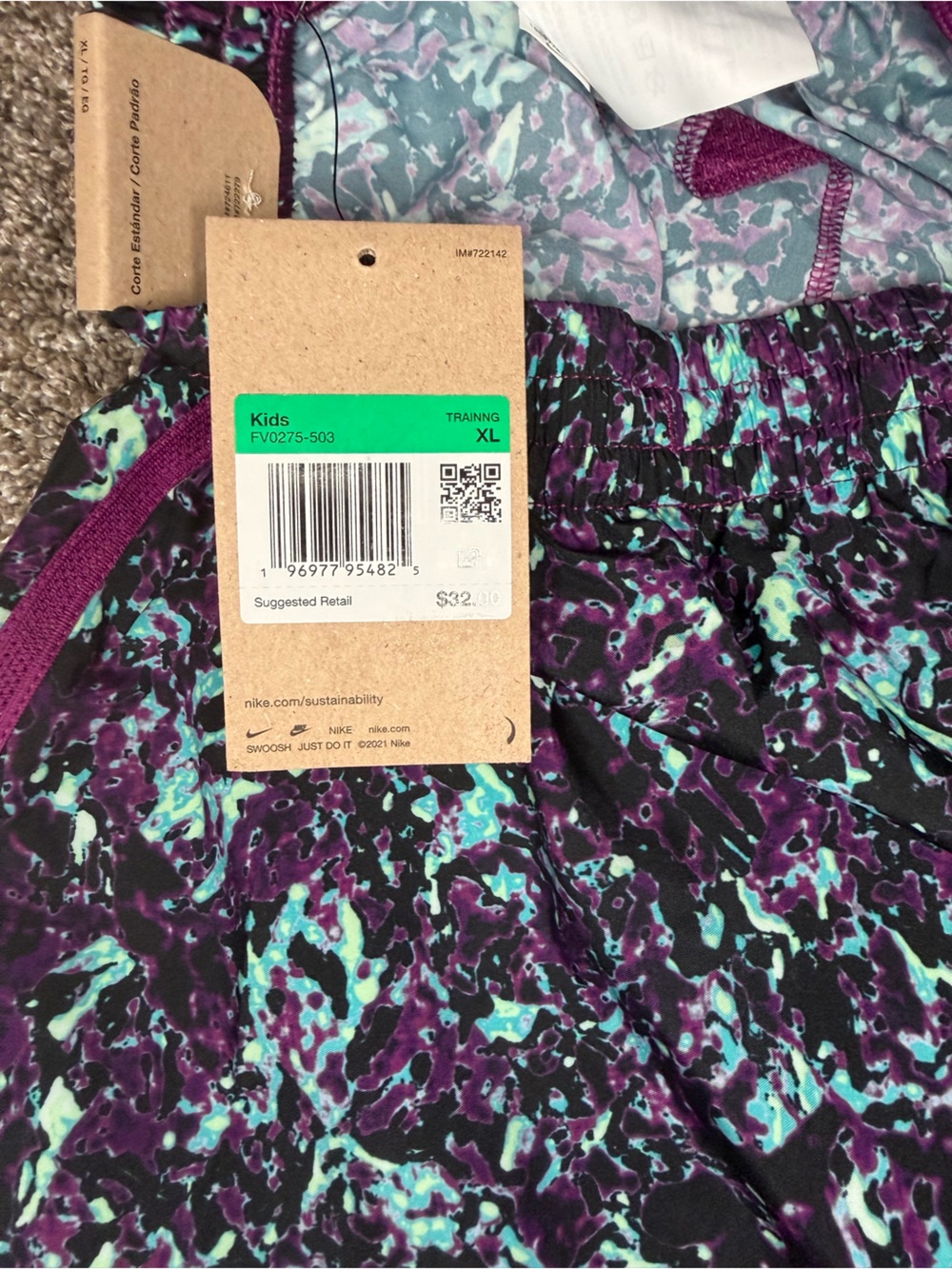 Nike Black Athletic Shorts with Purple and Teal Abstract Print - Picture 6 of 6